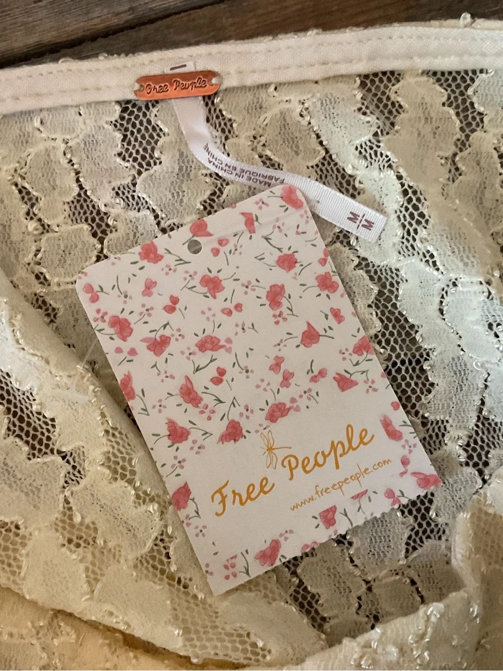 NWT Free People lace dress Shearling